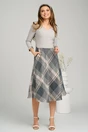 Rochie office din stofa gri cu carouri pe fusta