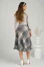 Rochie office din stofa gri cu carouri pe fusta