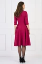 Rochie office din stofa magenta cu catarama in talie