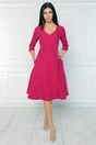 Rochie office din stofa magenta cu nasturi in talie