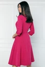 Rochie office din stofa magenta cu nasturi in talie