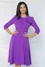 Rochie office din stofa mov cu funda maxi pe bust