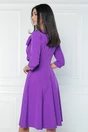 Rochie office din stofa mov cu funda maxi pe bust