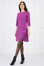 Rochie office din stofa mov cu nasturi pe fusta