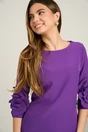 Rochie office din stofa mov cu trandafiri la baza manecilor