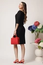 Rochie La Donna de ocazie din stofa neagra conica cu decolteu barcuta