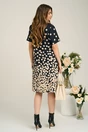 Rochie office din stofa neagra cu buline bej