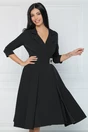 Rochie office din stofa neagra cu catarama in talie