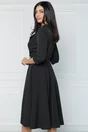 Rochie office din stofa neagra cu catarama in talie