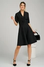 Rochie DY Fashion office din stofa neagra cu funda la bust