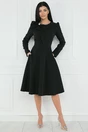 Rochie office din stofa neagra cu funda maxi la bust
