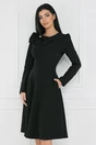 Rochie office din stofa neagra cu funda maxi la bust