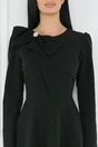 Rochie office din stofa neagra cu funda maxi la bust