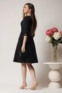 Rochie office din stofa neagra cu nasturi in talie