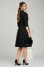Rochie office din stofa neagra cu nasturi la bust si guler cu funda