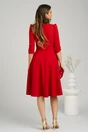 Rochie office din stofa rosie cu floare pe bust