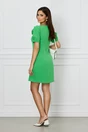 Rochie office din stofa verde cu flori maxi pe bust