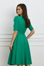 Rochie office din stofa verde cu funda pe umar