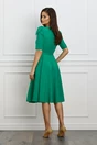 Rochie office din stofa verde cu funda pe umar