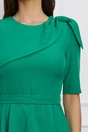 Rochie office din stofa verde cu funda pe umar
