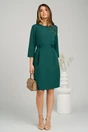Rochie office din stofa verde cu nasturi in talie