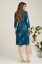 Rochie office din viscoza bleumarin cu zebra print turcoaz