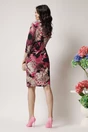 Rochie office din viscoza cu imprimeu fucsia si bej