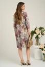 Rochie office din viscoza lila cu imprimeu verde mint