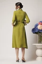 Rochie office din viscoza verde cu cordon in talie