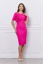 Rochie office fucsia cu floare maxi pe bust