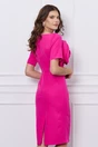 Rochie office fucsia cu floare maxi pe bust