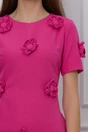 Rochie office fucsia cu flori 3D