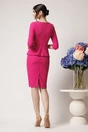 Rochie office din stofa fucsia cu peplum si floare maxi pe bust