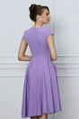 Rochie office lila cu trandafiri la buzunare
