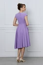 Rochie office lila cu trandafiri la buzunare