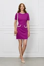 Rochie office magenta cu buzunare decorative