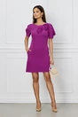 Rochie office magenta cu flori maxi pe bust
