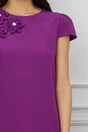 Rochie office magenta cu flori si perle