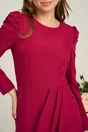 Rochie office din stofa magenta cu pliuri pe fusta si la umeri