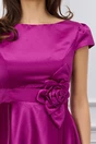 Rochie office magenta lunga cu floare in talie