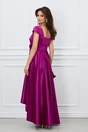 Rochie office magenta lunga cu floare in talie