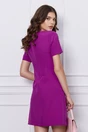Rochie office magenta scurta cu funde albe si crepeu pe fusta