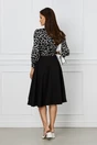Rochie office din stofa neagra cu imprimeu alb la bust
