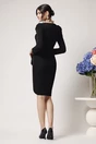 Rochie office din stofa neagra cu pliuri pe fusta si la umeri