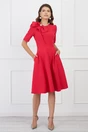 Rochie office rosu zmeura cu funda maxi pe bust