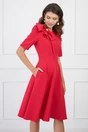 Rochie office rosu zmeura cu funda maxi pe bust