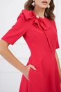 Rochie office rosu zmeura cu funda maxi pe bust