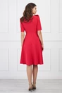 Rochie office rosu zmeura cu funda maxi pe bust