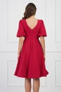 Rochie office rosu zmeura cu maneci bufante