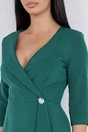 Rochie office verde cu accesoriu si peplum in talie